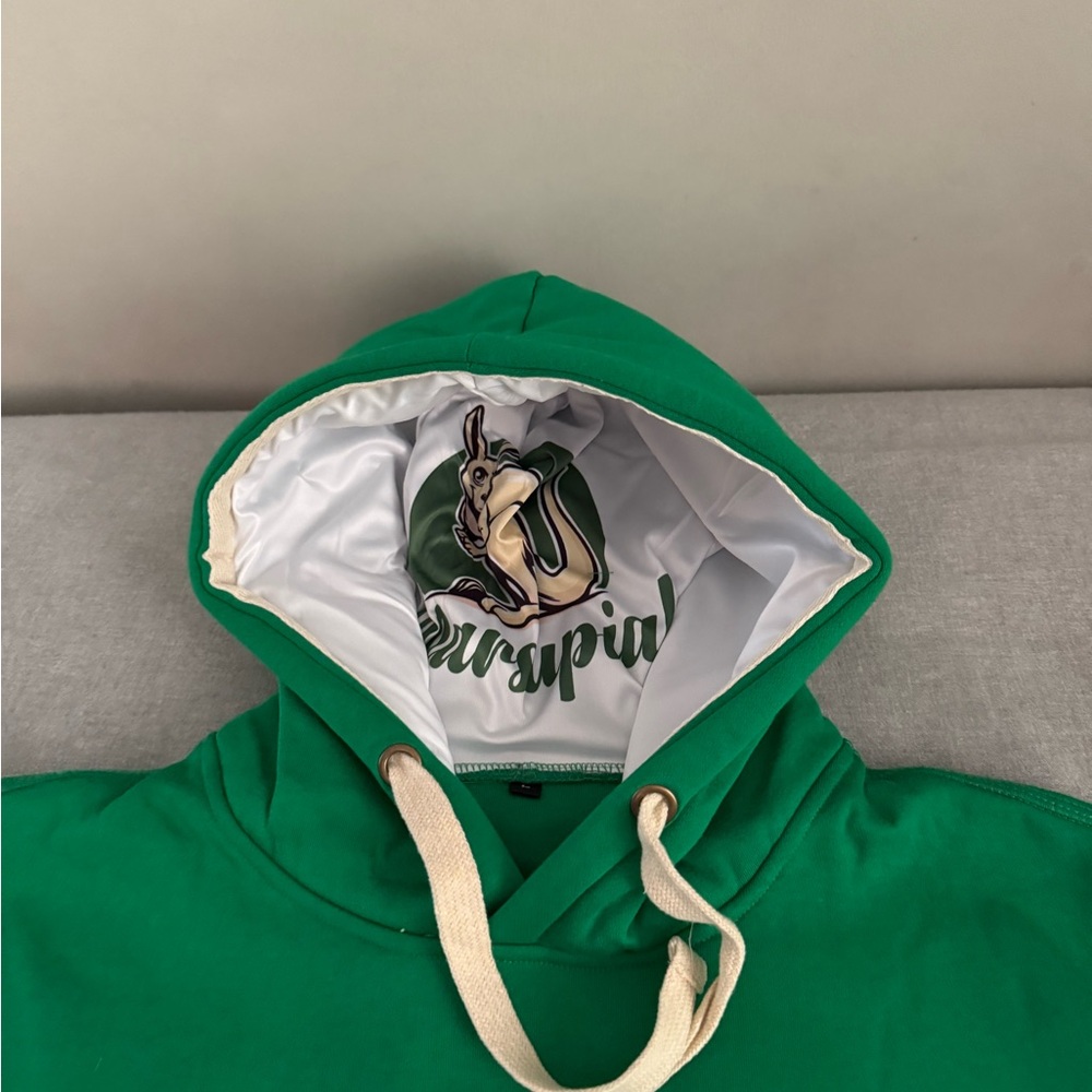 Green Hoodie with Graphic Lining